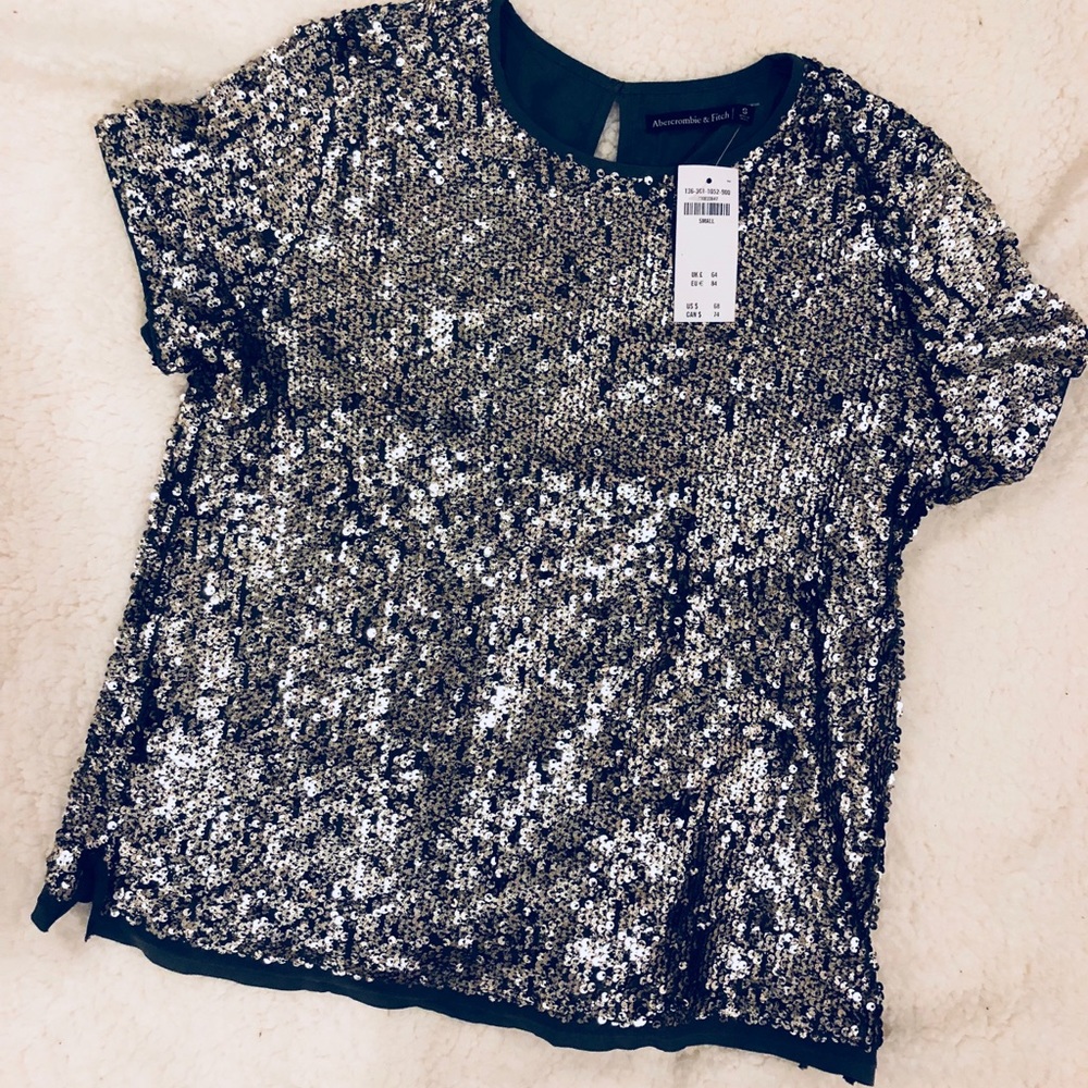 Abercrombie & Fitch Silver Sequin Tee